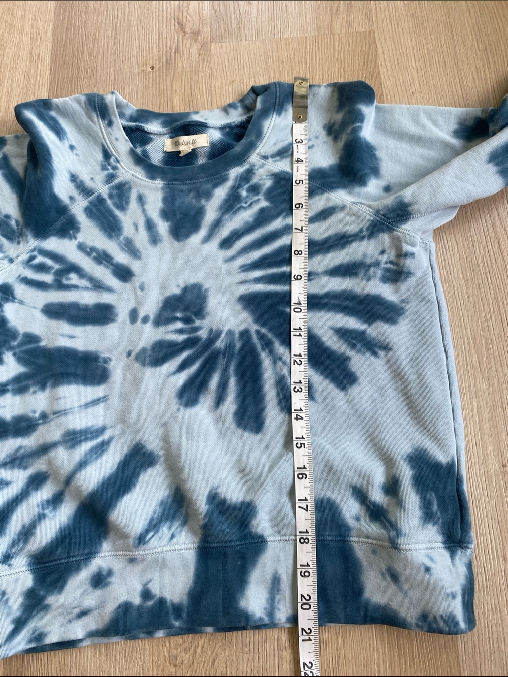 Madewell Blue Tie Dye Sweatshirt XS Pullover Crewneck Lounge Casual Cozy Top - Picture 10 of 10